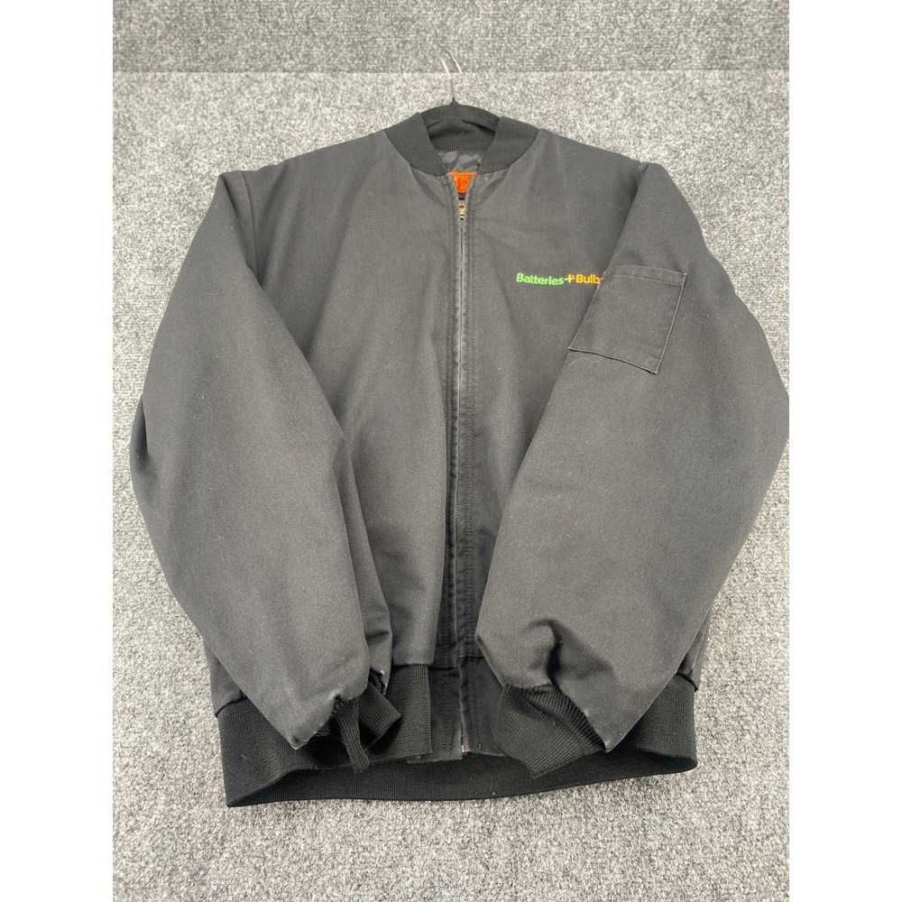 Red Kap Perma-Lined Panel Jacket Mens Medium Black Work Bomber Batteries + Bulbs